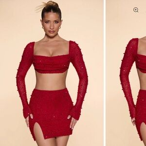 Belle Ile Mini Skirt in Red from Oh Polly